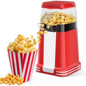 TodyJeyHo Machine à Popcorn, Machine à Popcorn à Air Chaud Mini Rétro 1200W, Popcorn à Air Chaud Électrique avec Plat à Beurre, Contrôle à Un Bouton Sans Huile, Design Compact pour Maison et Cadeaux