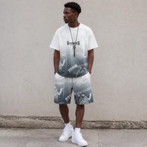 Ensemble 2 pièces pour homme : t-shirt et short à imprimé astronaute
