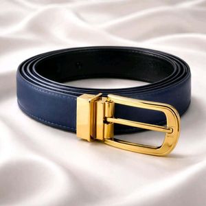 Ceinture classique  en, boucle fixe noire mate.- BLEU