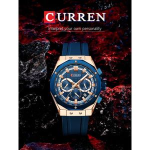 Curren Montre en silicone à Cadran Chronograph pour Homme 