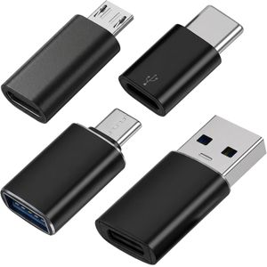 Kit d'adaptateur USB 4 paquets Micro USBC à adaptateur USB OTG compatible avec les smartphones, ordinateurs portables, PC, dans la voiture et plus encore