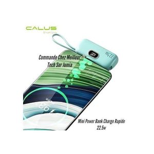 Premium  CALUS Mini Power Bank 5000mAh FTX586 Bleu – 22.5W PD Charge Rapide – Type-C et Iphone - Écran Digital LED BG