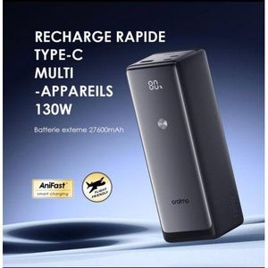 Oraimo  POWER- BANK-Jet 130W- 27600MAH Batterie Externe - Charge Rapide 130W- Affichage Numérique Intelligent
