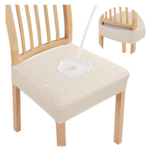 TodyJeyHo Chaise extensible Covers4 PCS, chaise de salle à manger lavable amovible couvre la salle à manger anti-poussière siège (4, Beige)