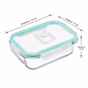 Guard Boîte Alimentaire en Verre Hermétique Rectangulaire – Couvercle à Clips – Compatible Four, Micro-ondes, Congélateur - 400 ml