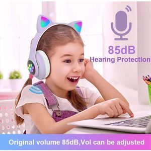 Casque Enfant STN-28  - Casque Bluetooth, Casque Lumineux, Casque Oreilles Chat -Prend Carte Mémoire