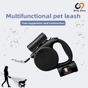 Laisse Rétractable Pour Chien De 4,5 m, Avec Distributeur De Sacs à Déjections, Anti-nœuds Et Lampe Torche Intégrée. 