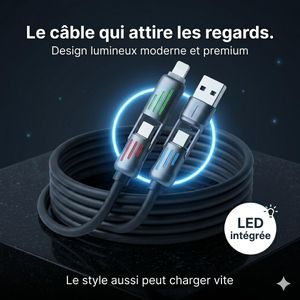 CÂBLE UNIVERSEL DE CHARGE RAPIDE 2-EN-1 - 240W 