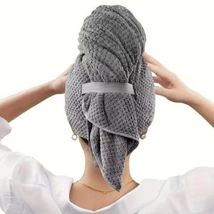 Microfiber Hair Towel Extra Large Wrap Quick Dry Hair Towel Wrap With Elastic Band , Ultra Absorbent Soft Hair Towel Wrap Turban