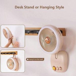 Ventilateur De Bureau Avec Lumière LED, Flux D'air Silencieux à Vitesse Variable, Fonctionne Sur Batterie Rechargeable