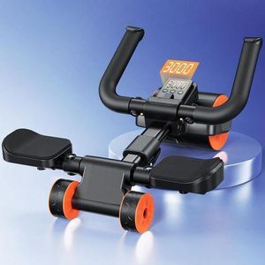 Roue abdominale à rebond automatique, roue abdominale avec minuterie Calyrex, support de coude pour débutants, double roue d'exercice avec support de tapis de genou pour l'entraînement physique, la musculation, la salle de sport à domicile