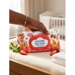 Naomi Lingettes Parfumées Pour Bébés Baby Wipes Fraise – Paquet de 72 Lingettes