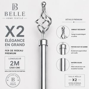 Belle lot De 2  Tringles à Rideaux Extensible 2m