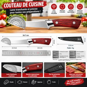 Couteau De Cuisine Tranchant Acier Inoxydable Avec Etui De Protection