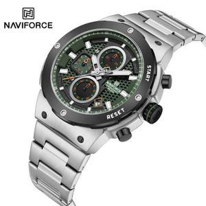 Naviforce Montre Homme De Luxe à Quartz Avec Double Affichage, En Acier Inoxydable, Très Tendance, Idéal Pour Le Business Nouvelle Collection NF8072 BN