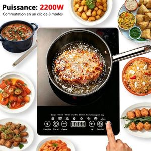 Plaque à induction domestique 2200W 8 modes de cuisson adaptée pour friture et cuisines familiales