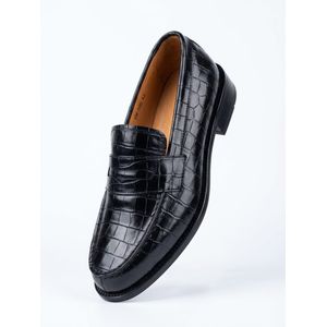 Mocassin présidentielle en croco classe pour homme noir 100% cuir 