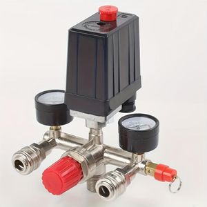 Ensemble de régulation de pression pour compresseur d'air : pressostat, bloc régulateur et manomètre (support fixe) – Accessoire pour compresseur d'air