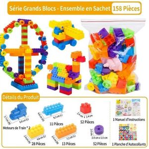 Ensemble de construction et puzzle de 158 pièces pour enfants – Jouet éducatif et cadeau d'anniversaire ou de Noël
