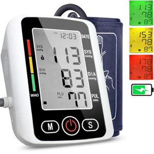 Tensiomètre vocal portable à écran LCD & numérique, Surveillance de la fréquence cardiaque - Noir