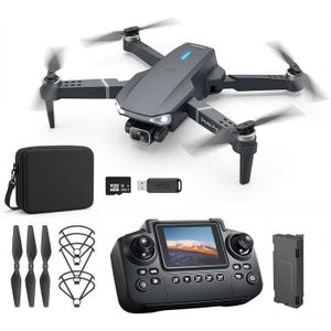 Drone E88 avec télécommande à écran et carte SD, mini drone pliable pour débutants