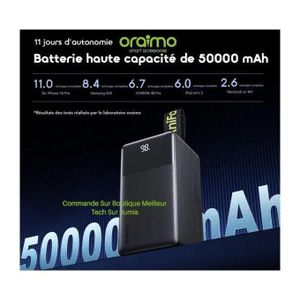 très puissant Oraimo Power Bank 50000mAh PowerJet 501 Capacité Colossal - Charge Ultra Rapide 85W - Affiche Vitesse De Charge - Samsung Iphone Xiaomi Tecno Etc