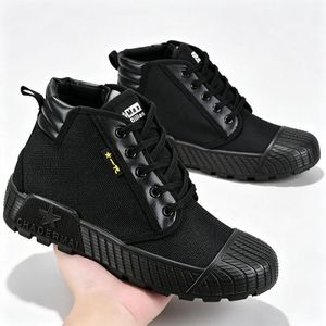 SHJO Chaussures Hautes Homme Toile Durable Antidérapant Chic Tendance Décontracté Basket Chaussures - Noir