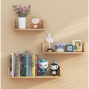 Ensemble D'étagères Murales Flottantes Sans Perçage, 3 Tailles, Couleur Bois, Pour Chambre, Salon Et Salle De Bain