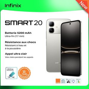 Infinix Smart 20 - 64Go + 4 Go - 6.78''- 8 MP - 5200 mAh -  Gris -12 Mois Garantie