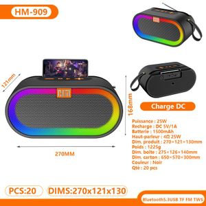 Enceinte Bluetooth portable avec poignée textile et bande lumineuse RGB circulaire synchronisée, puissance 25W, support pour téléphone et port micro pour maison et sorties extérieures