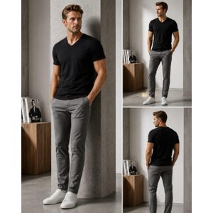 T-Shirt Manches Courtes Col V - Noir