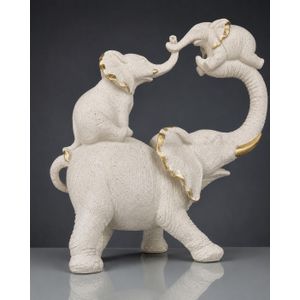 Statue Décorative Éléphant Blanc et Or – Sculpture Élégante pour Salon, Bureau et Intérieur