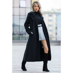 ISILDA Manteau Femme Ceinturé - Noir