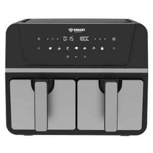 SMART TECHNOLOGY Air Fryer Double Panier Smart 9L Digital (STPE-887W) – 1700W, Sans Huile (80% de Gras en Moins) - Tactile- Design Élégant Noir / Garantie 12 Mois