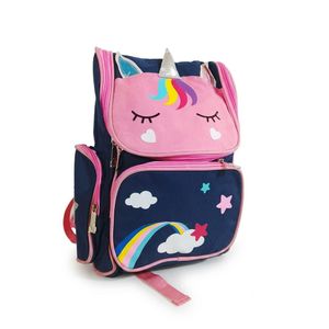 Sac à dos scolaire pour enfant à motif licorne et arc-en-ciel