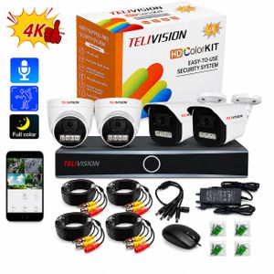 TELI Kit de Vidéosurveillance 5MP – 2 Caméras Dôme + 2 caméra Bullet Full Color avec Enregistreur et Disque Dur 500 Go Inclus