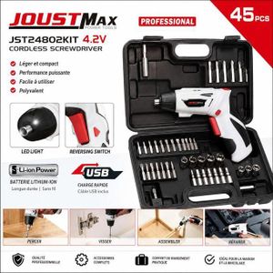 Joustmax JOUST MAX JST24802KIT - TOURNEVIS SANS FIL 45 EN 1 PROFESSIONAL
