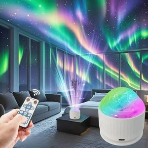 No White Galaxy Projector Night Light - Sound Activated & Remote Control, 3W USB Plug-in for Room Decor, Camping Party Gift