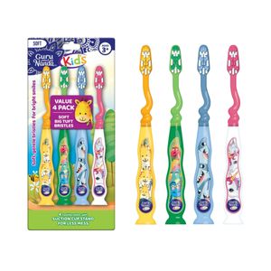 Gurunanda Lot de 4 brosses à dents pour enfants