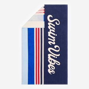 Olaian Serviette De Plage - Taille L - 145 X 85 Cm - Imprimé Summer Bleu