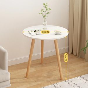 Belle Table d'appoint blanche en bois tendance circulaire 