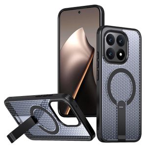 Autre Coque Magnétique, Respirante et Semi-Transparente Compatible Xiaomi 15T – avec Support Pliable et Protection Renforcée - Noir