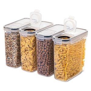 Ensemble de 4 boîtes de conservation hermétiques - Idéal pour stocker céréales, farine et sucre - 2.5L