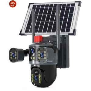 Caméra de surveillance Ai solaire 4k 3 en 1 dotée d'une connexion 4G et Wi-Fi , dotée d'une vision nocturne et rotation panoramique 