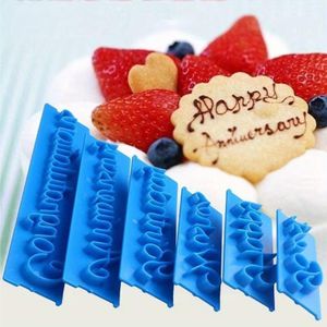 Stamp de gaufrage de gâteau de bénédiction anglais de 6pcs, moule de décor de lettre de cuisson Fondant bricolage