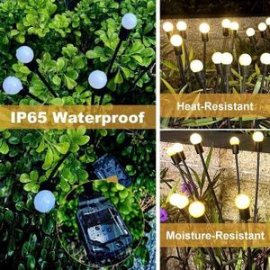 Agréable lampes solaires oscillantes en forme d'étoile luciole, 2 modes, éclairage de paysage solaire pour allée, jardin, cour, allée, décoration (lot de 2)