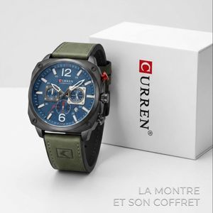 Top Fit Curren Bracelet De Montre Pour Homme, Date, Affaires, Sous-cadran à Six Aiguilles - Café Doré