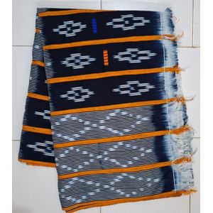 Pagne Traditionnel Baoulé Bleu Blanc Orange