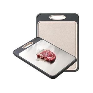 TodyJeyHo Tableau de découpe,Grande cuisine de tableau de découpe en acier inoxydable 316 de 16 po x 11 po,Tableau de découpe de fibres de coquille de riz de qualité alimentaire avec paille de blé PP,Utilisation double côté,Poignée facile à gripper