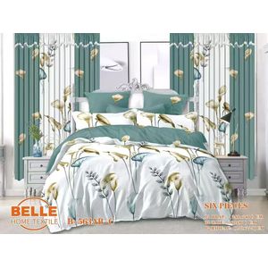 Belle Lot Complet : 2 Draps + 2 Taies + 2 Rideaux – Design Élégant et Confort Assuré